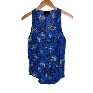 GREYLIN Silk Tank Top Blue Animal Tree print size XS